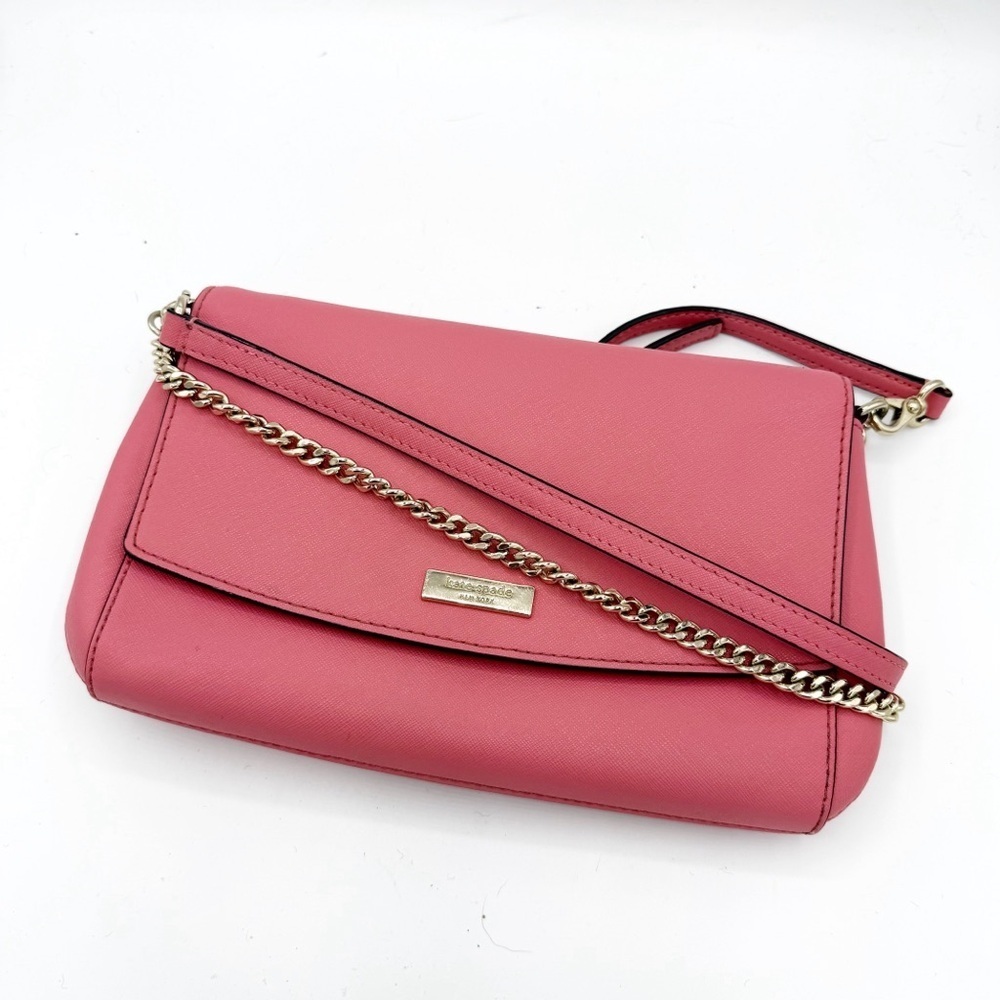 Kate Spade Leather Laurel Way Greer Coral Chain Crossbody Bag Purse - Picture 6 of 13